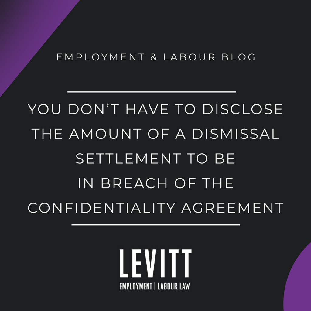 You don’t have to disclose the amount of a dismissal settlement to be in breach of the confidentiality agreement