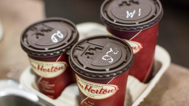 A Tray Of Tim Hortons Coffees