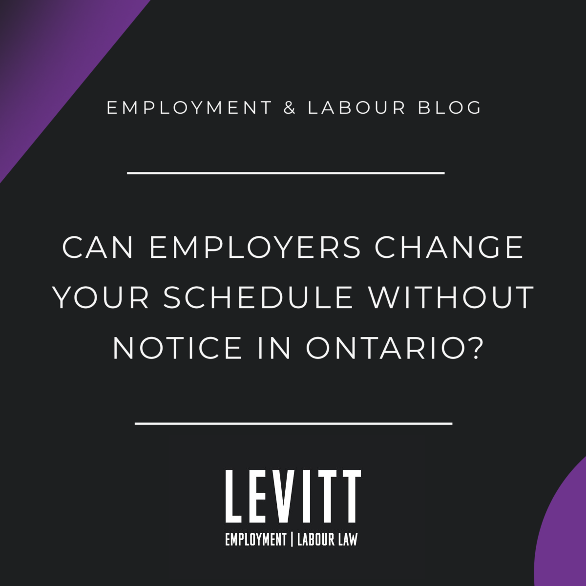 Can Employers Change your Schedule Without Notice in Ontario? Levitt